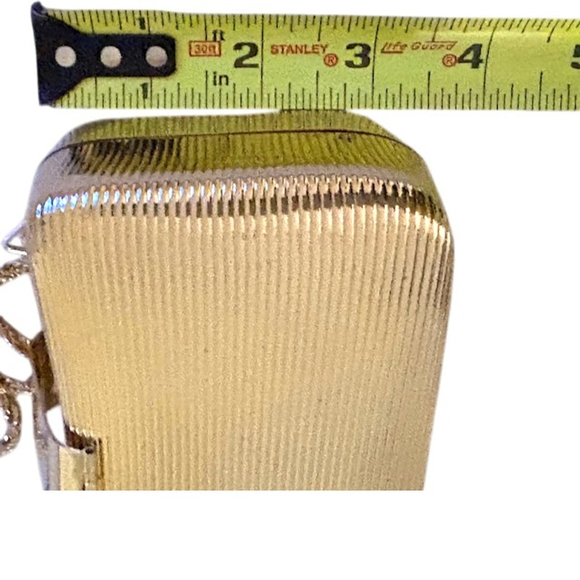 VTG MARSHALL FIELD & CO Classic Gold Metal Box Clutch Made in Italy Evening Bag